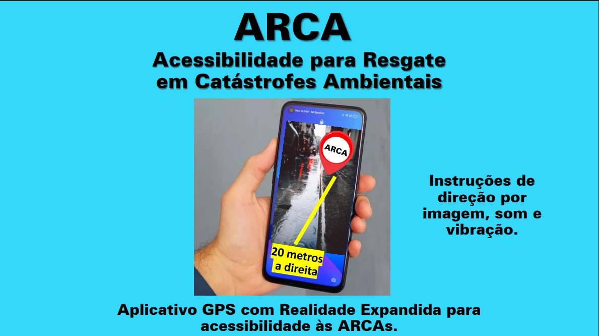 Aplicativo ARCA em uso — smartphone com instrução de direção