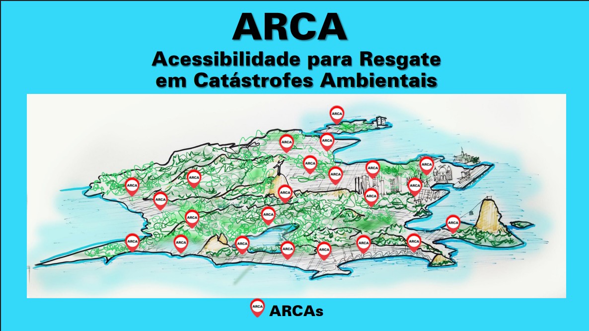 Mapa do Rio de Janeiro com pontos ARCA distribuídos