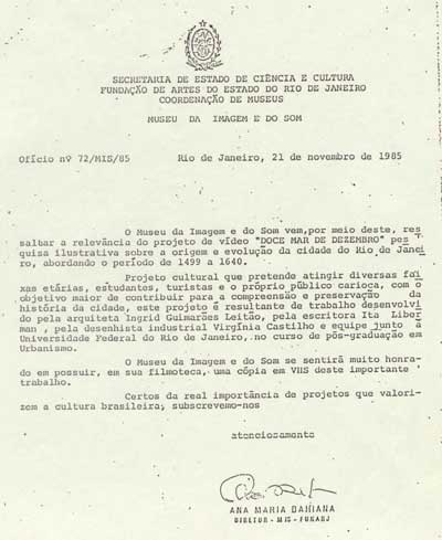 Carta do Museu da Imagem e do Som