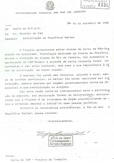 Carta da UFRJ 1986