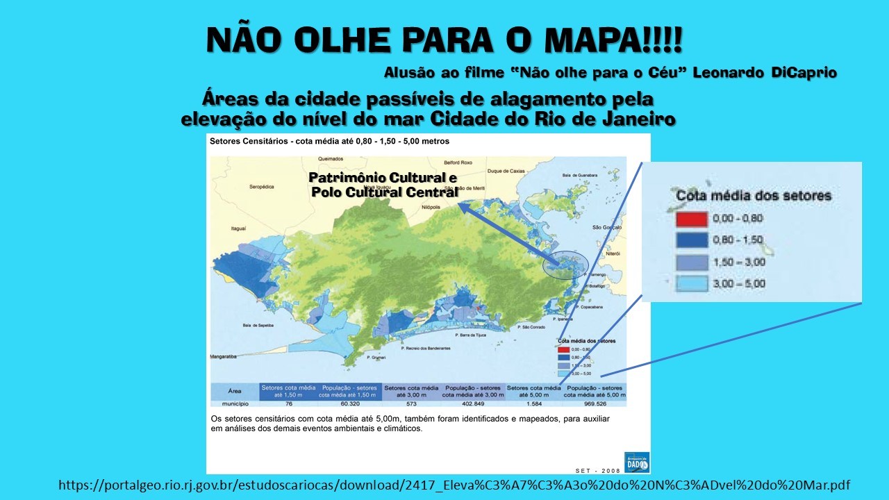 Mapa de áreas passíveis de alagamento pela elevação do nível do mar